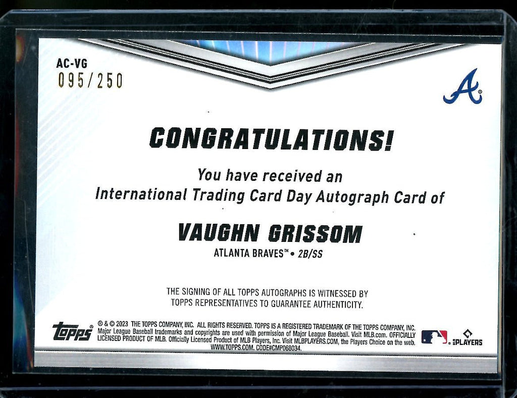 2023 Topps International Trading Card Day Vaughn Grissom Rookie Auto Braves