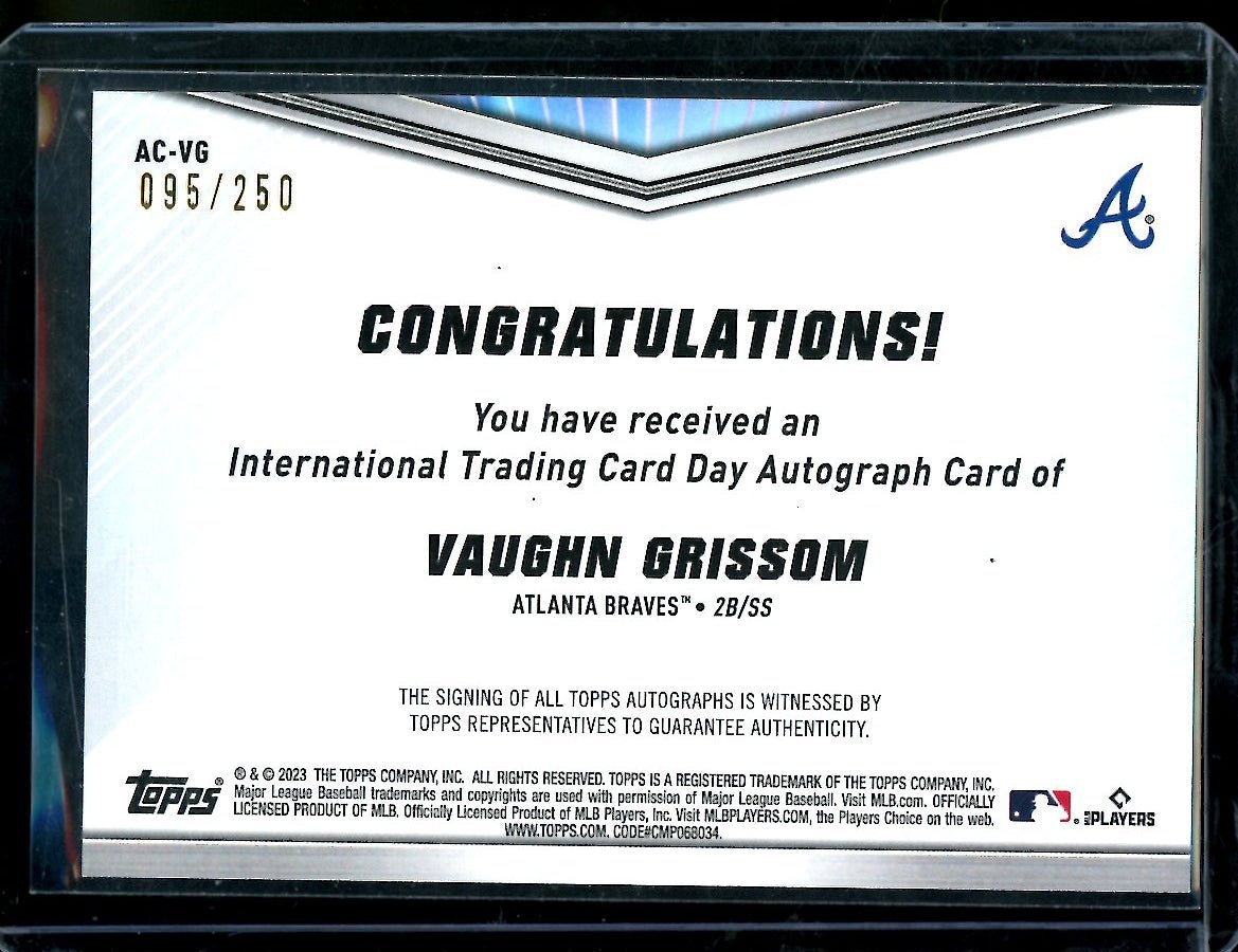 2023 Topps International Trading Card Day Vaughn Grissom Rookie Auto Braves