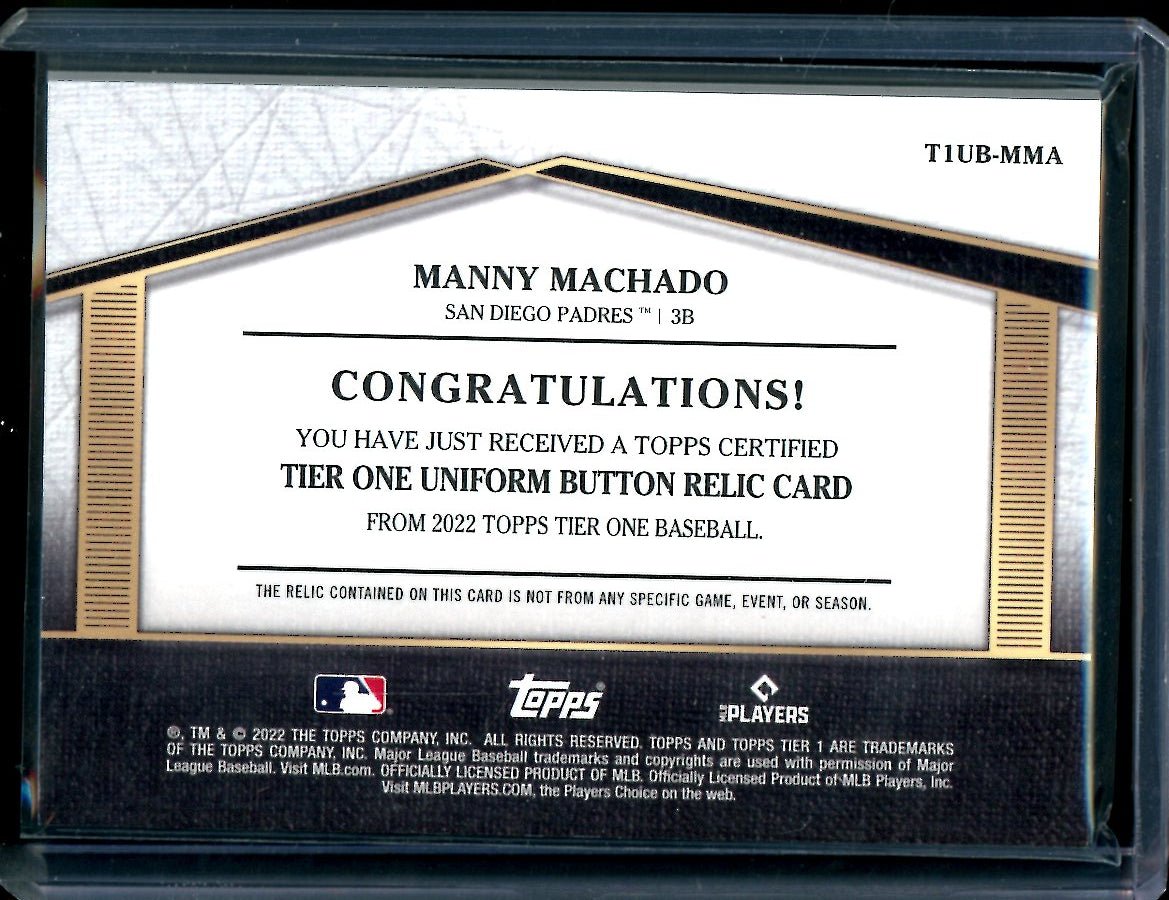 2022 Topps Tier One Manny Machado Button Patch /5 Padres