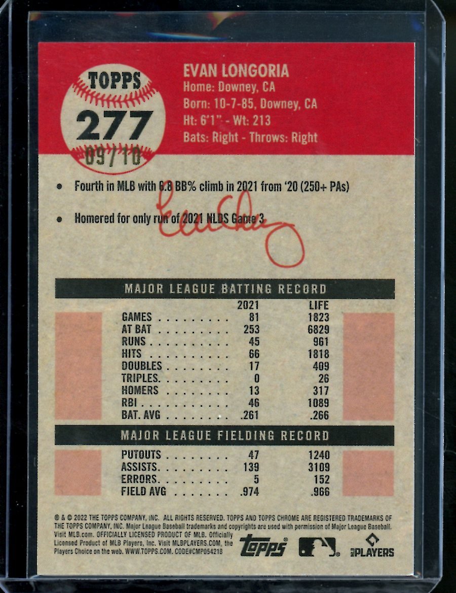 2022 Topps Platinum Anniversary Evan Longoria Black /10 Giants