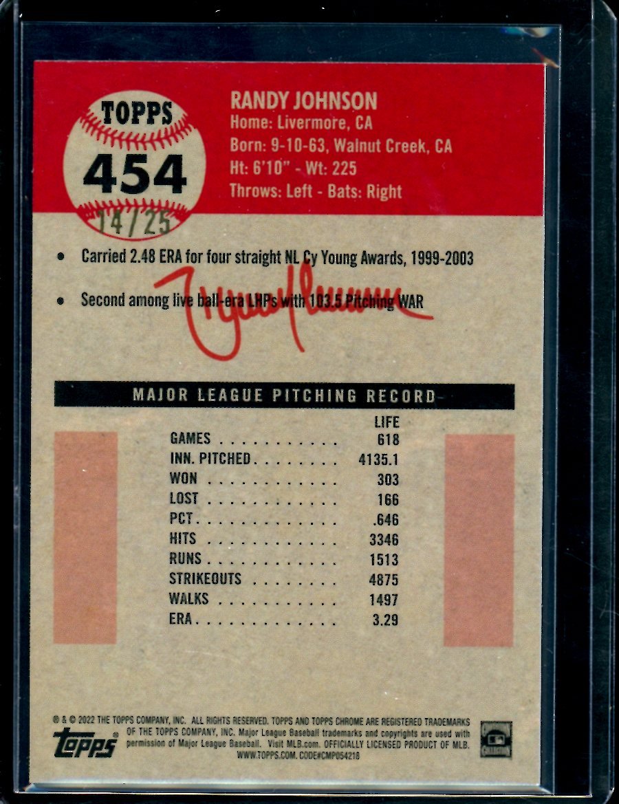 2022 Topps Platinum Anniversary Randy Johnson Orange Wave /25 Diamondbacks