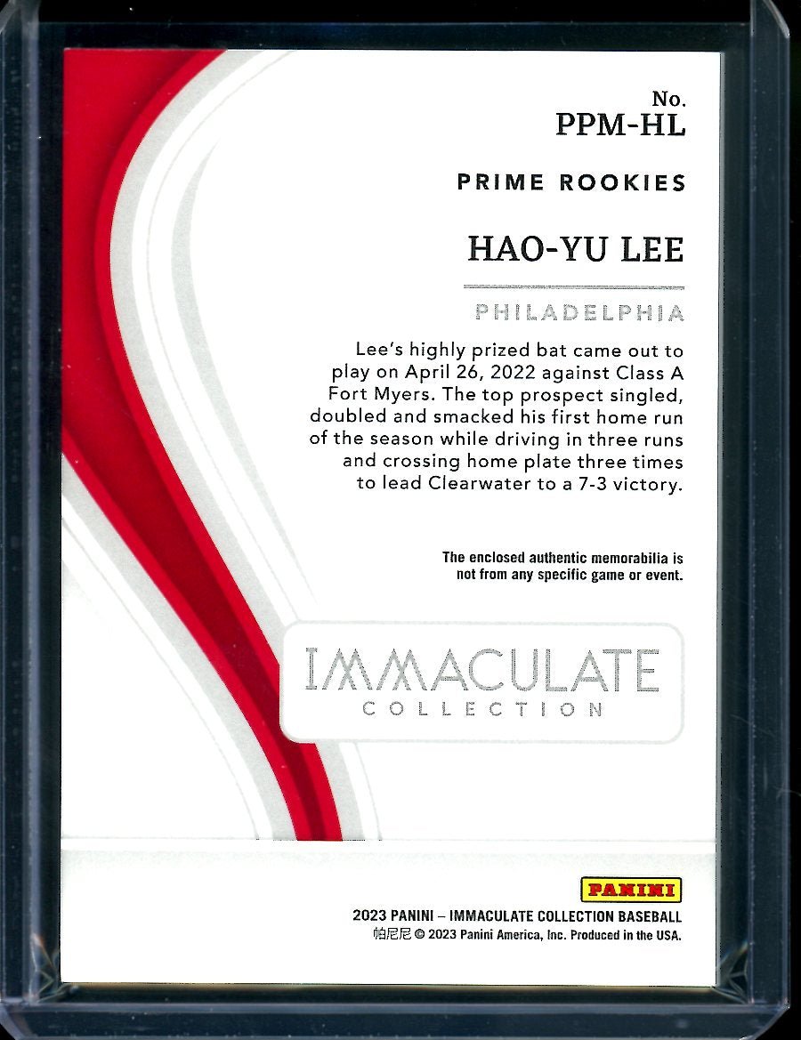 2023 Panini Immaculate Hao-Yu Lee Patch Gold /10 Phillies