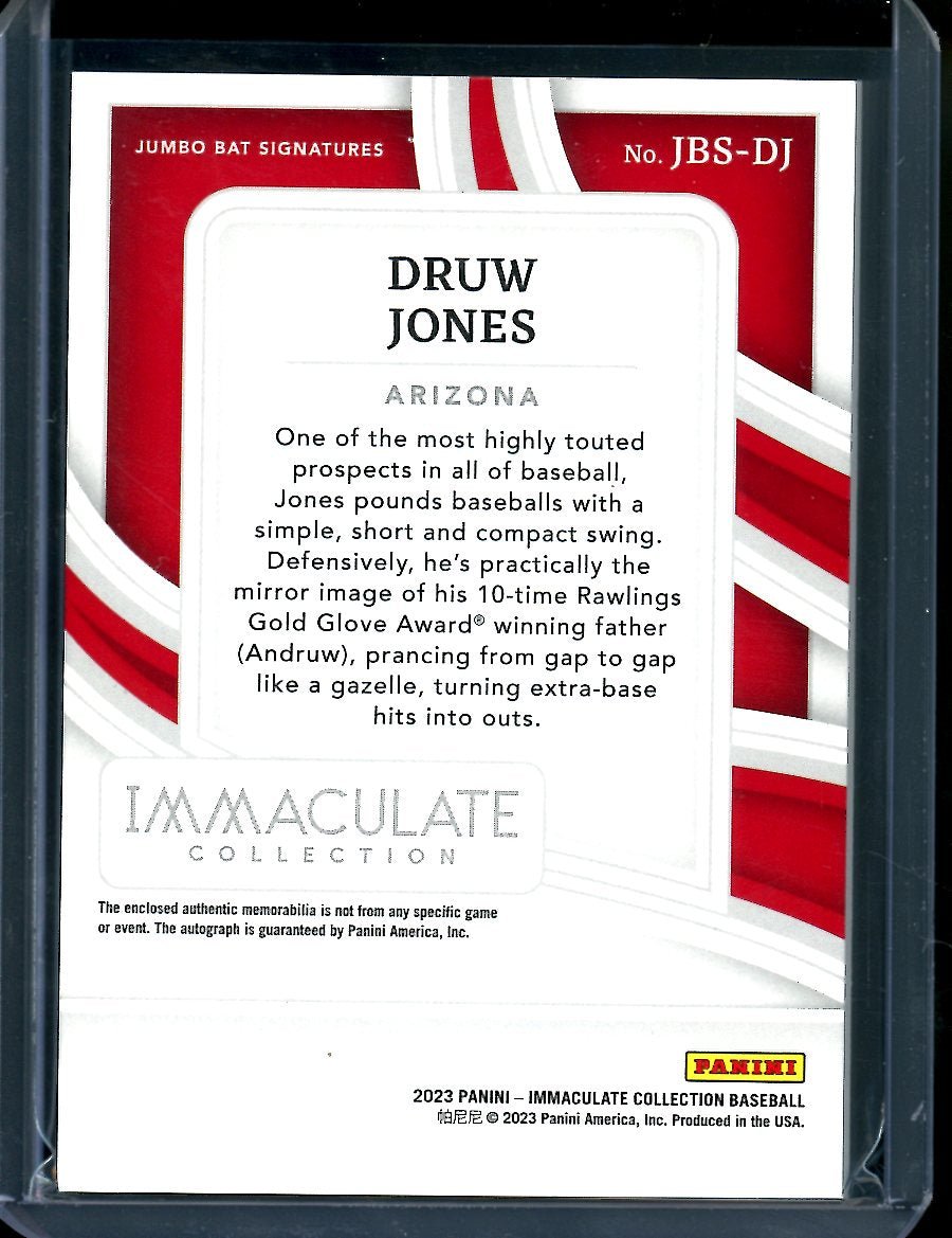 2023 Panini Immaculate Druw Jones Jumbo Bat Patch Auto /25 Diamondbacks