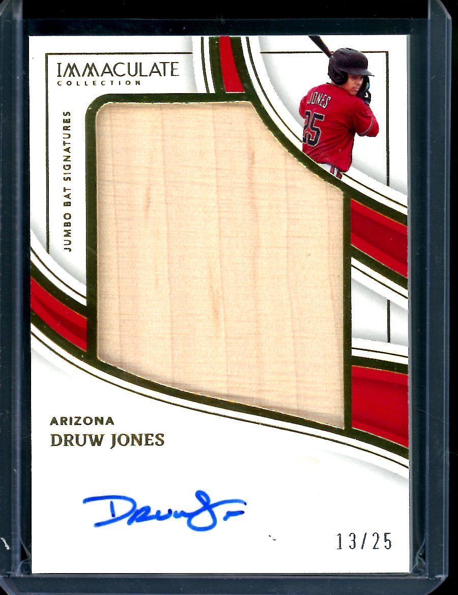 2023 Panini Immaculate Druw Jones Jumbo Bat Patch Auto /25 Diamondbacks