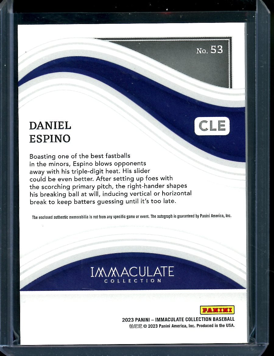 2023 Panini Immaculate Daniel Espino Prospect Patch Auto Nike Swoosh 1/1 Guardians
