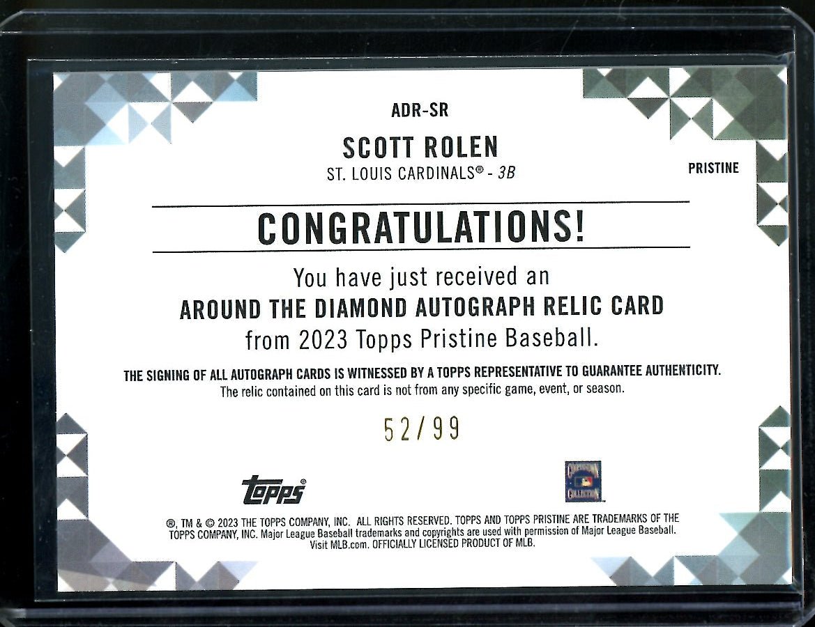 2024 Topps Prestine Scott Rolen Around the Diamond Patch Auto /99 Cardinals