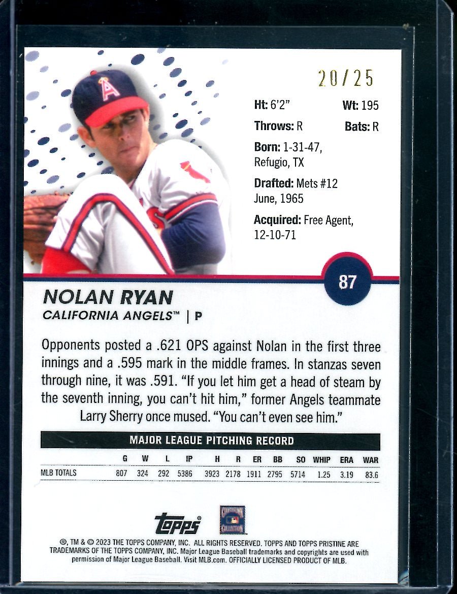 2023 Topps Prestine Nolan Ryan Orange /25 Angels