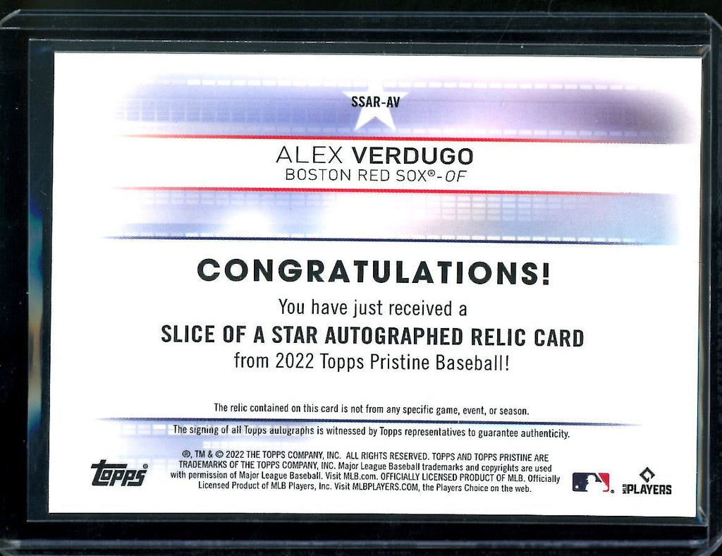 2022 Topps Prestine Alex Verdugo Patch Auto Red Sox
