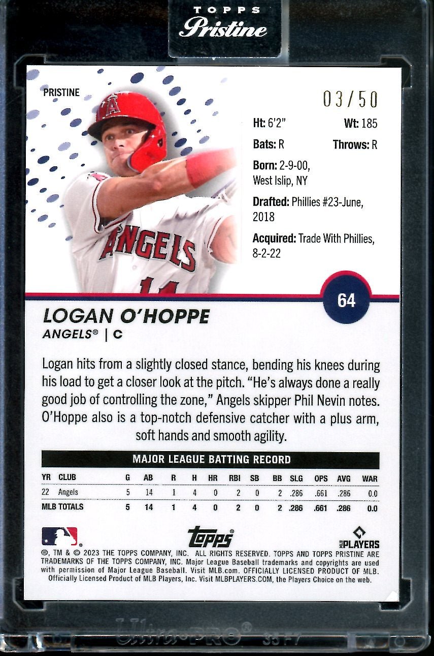 2023 Topps Prestine Logan O'Hoppe Rookie Gold /50 Angels