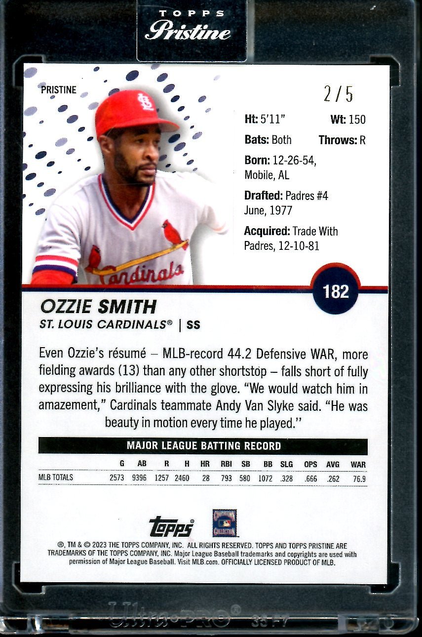2023 Topps Prestine Ozzie Smith Red /5 Cardinals