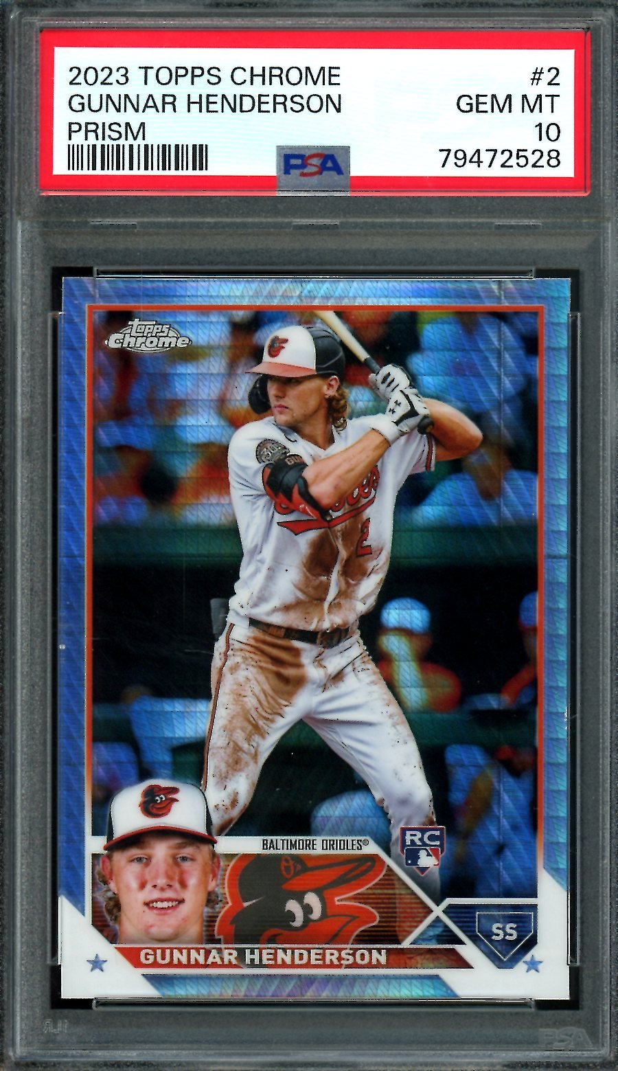 2023 Topps Topps Chrome Gunnar Henderson Rookie Prism PSA 10 Orioles