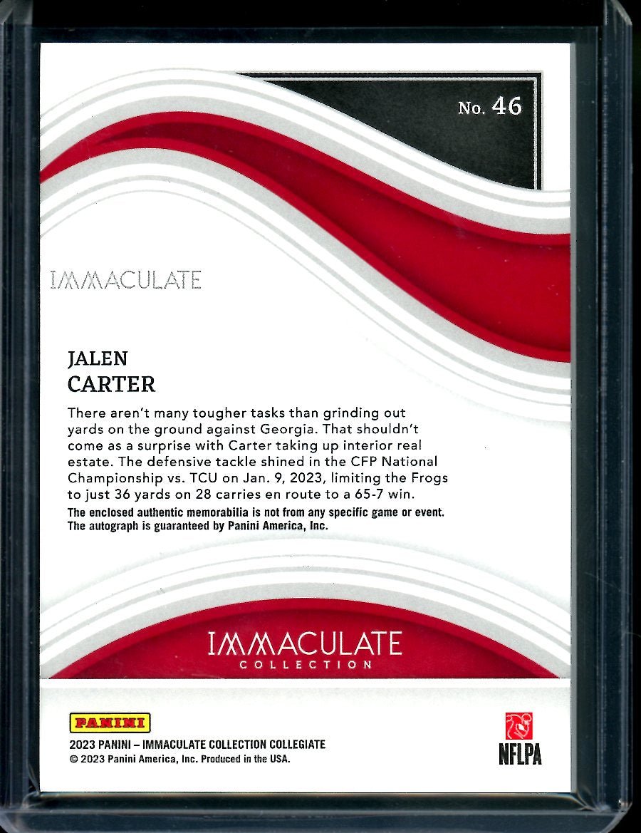 2023 Panini Immaculate Collegiate Jalen Carter Rookie RPA /10 Chic-Fil-A Patch Eagles