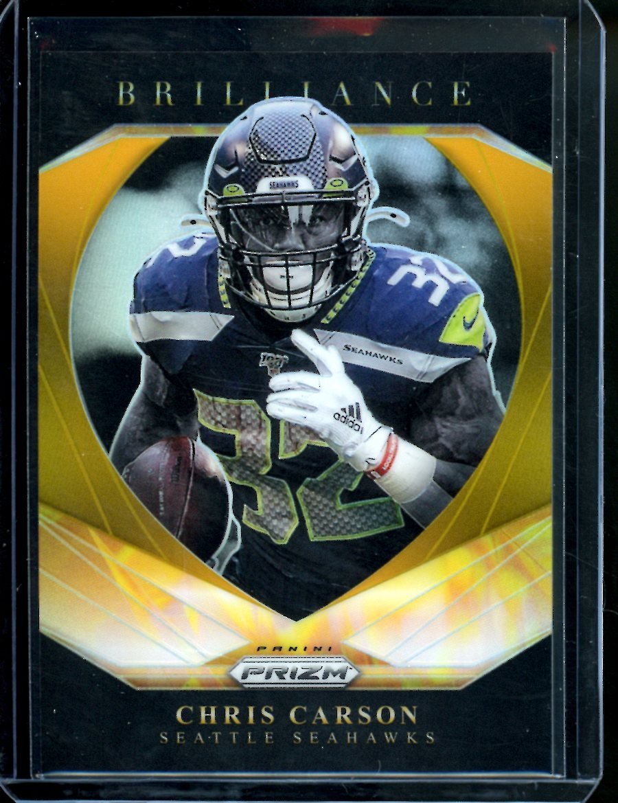 2020 Panini Prizm Chris Carson Brillance Gold /10 Seahawks