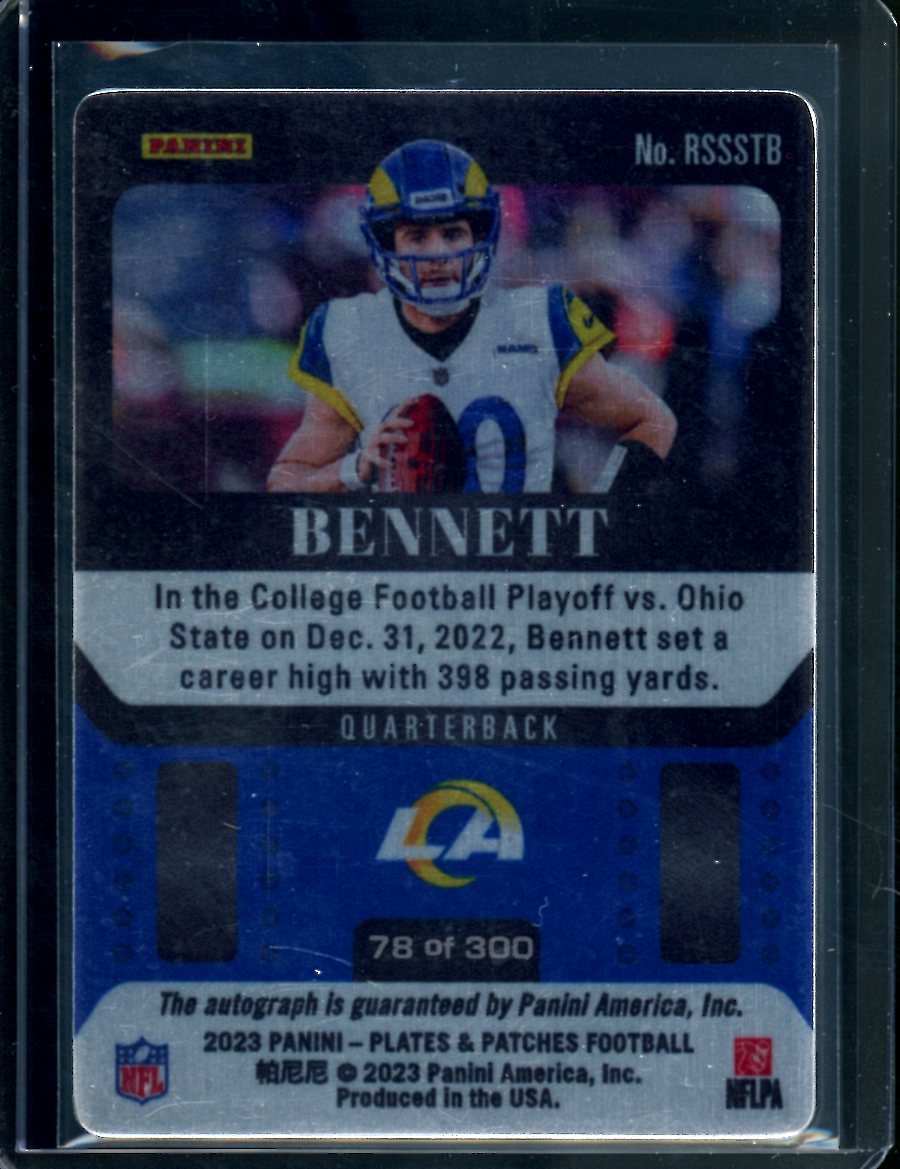 2023 Panini Plates & Patches Stetson Bennett Rookie Auto /300 Rams