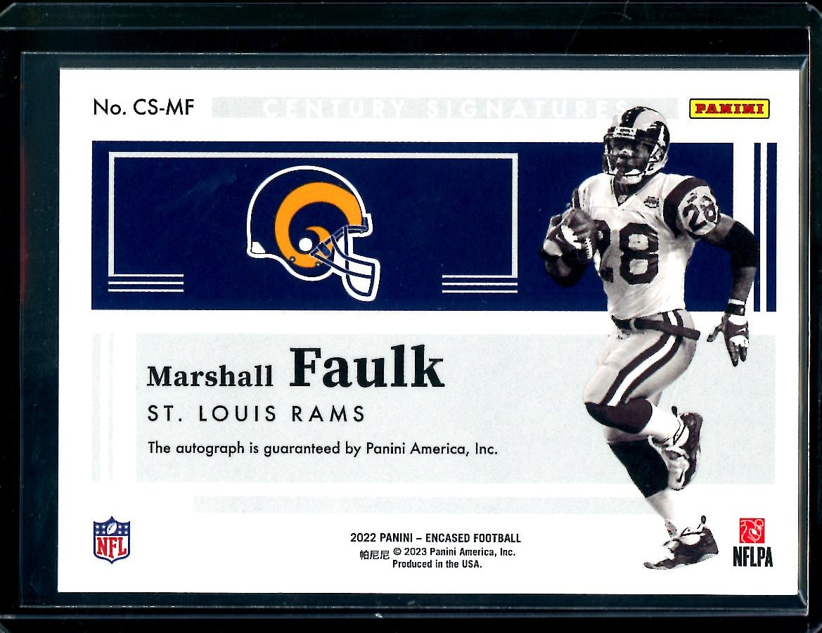 2022 Panini Encased Marshall Faulk Century Signatures Auto /15 Rams