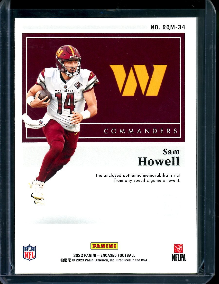 2022 Panini Encased Sam Howell Rookie Patch Yellow /25 Commanders