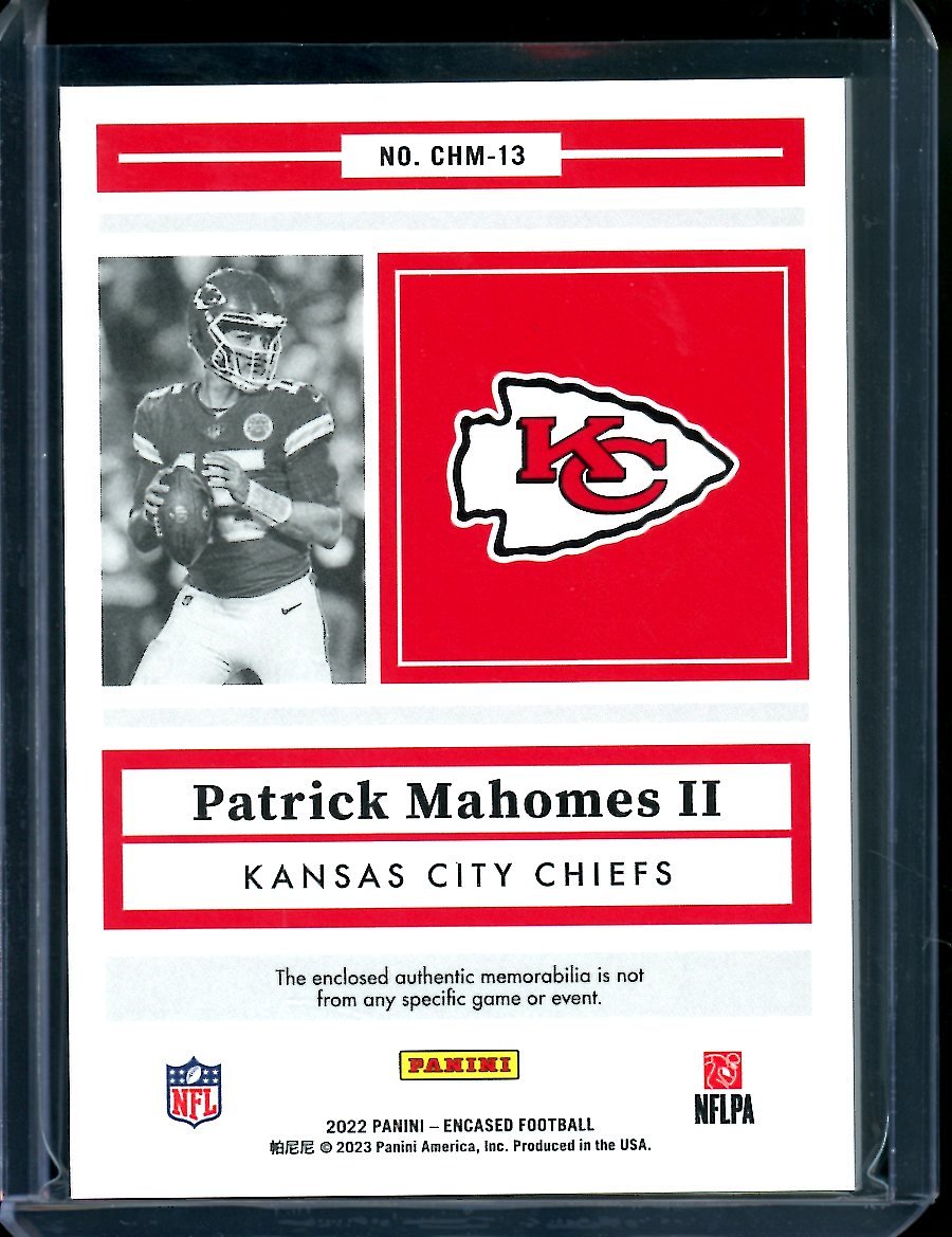 2022 Panini Encased Patrick Mahomes Choice Materials Patch Blue /50 Chiefs