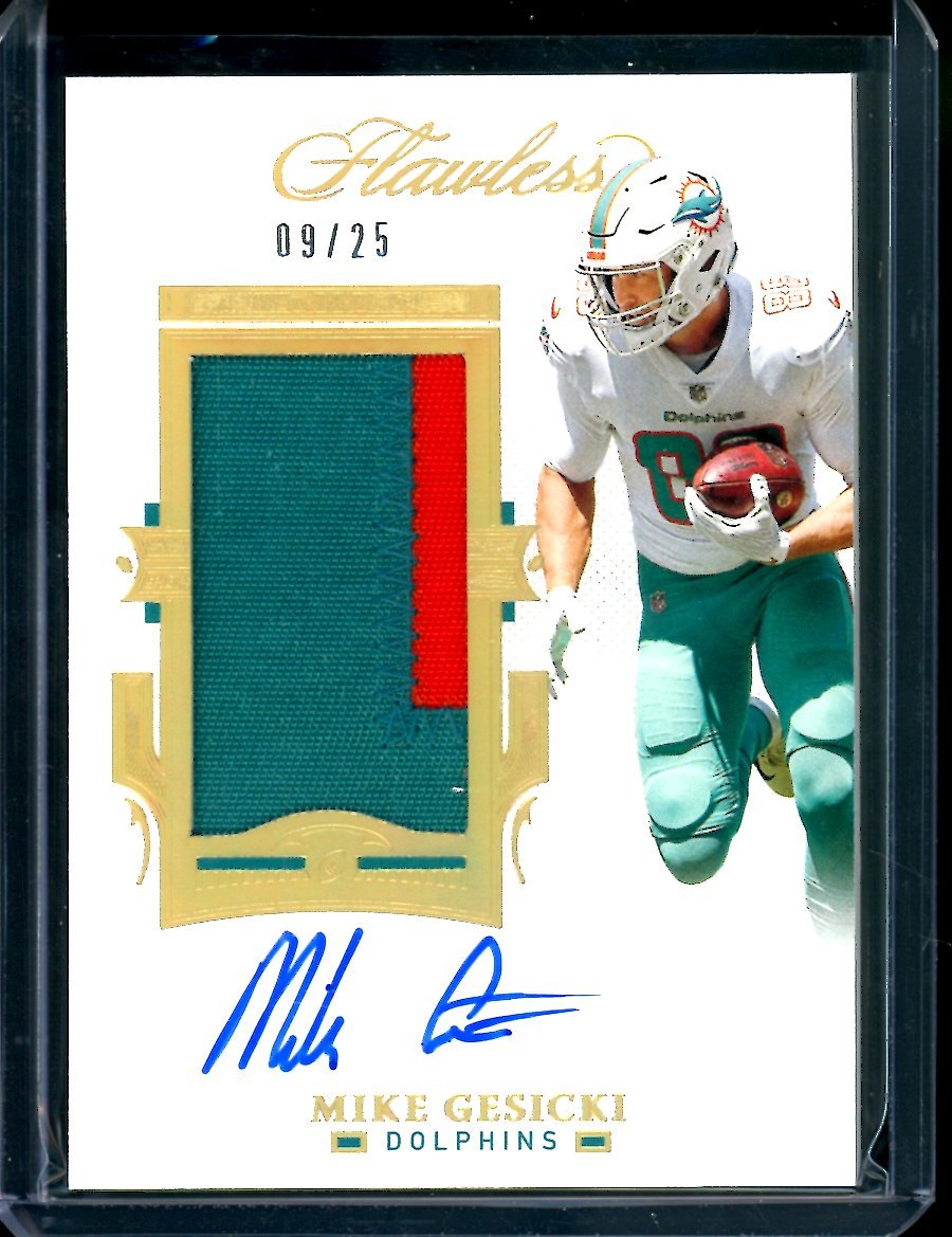 2021 Panini Flawless Mike Gesicki Patch Auto /25 Dolphins