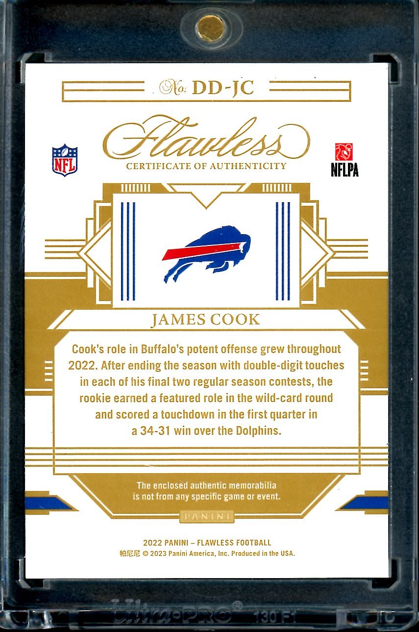 2022 Panini Flawless James Cook Rookie Dual Nike Swoosh Patch 1/1 Bills