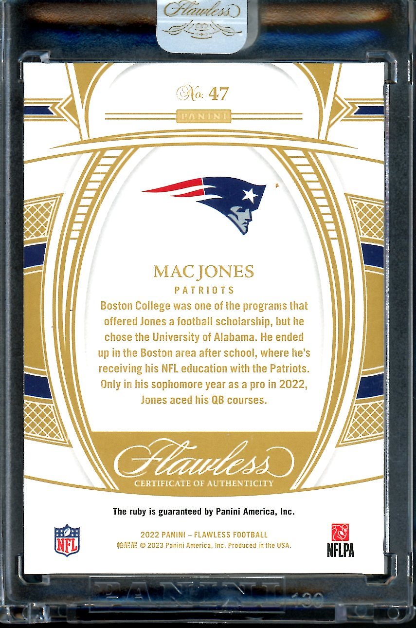 2022 Panini Flawless Mac Jones Ruby /20 Patriots