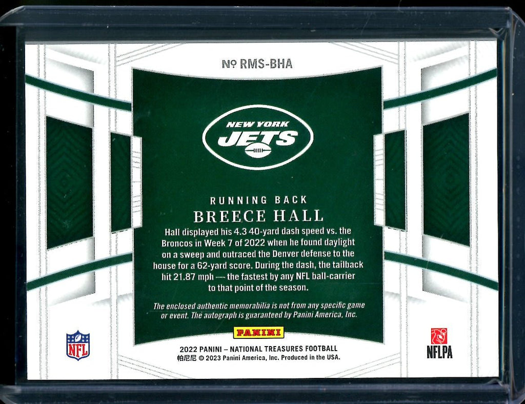 2022 Panini National Treasures Breece Hall Rookie RPA Gold /10 Jets