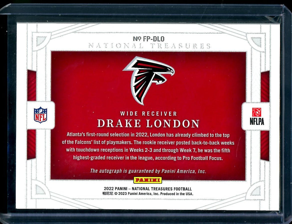 2022 Panini National Treasures Drake London Rookie Field Pass Auto /5 Falcons
