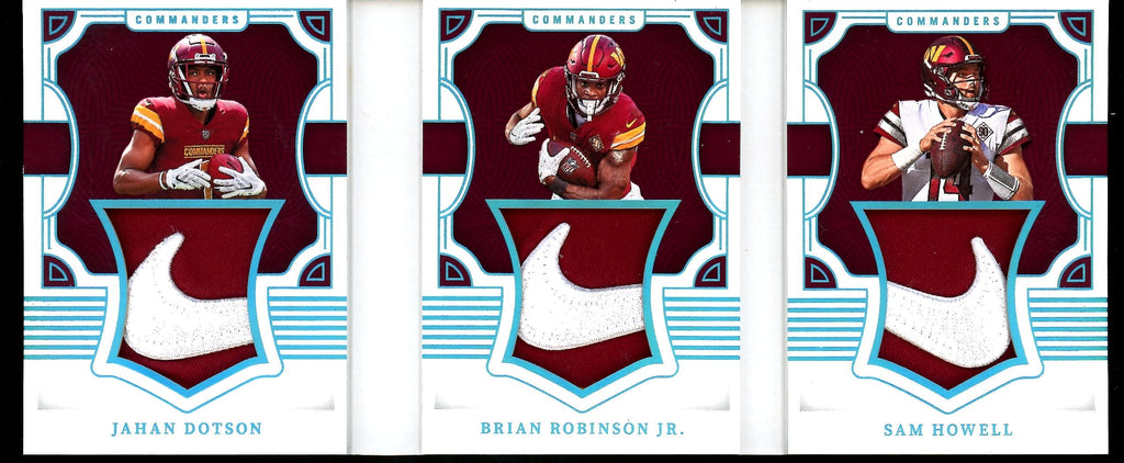 2022 Panini National Treasures Jahan Dotson/Brian Robinson Jr./Sam Howell Triple Nike Swoosh Patch Booklet 1/1 Commanders