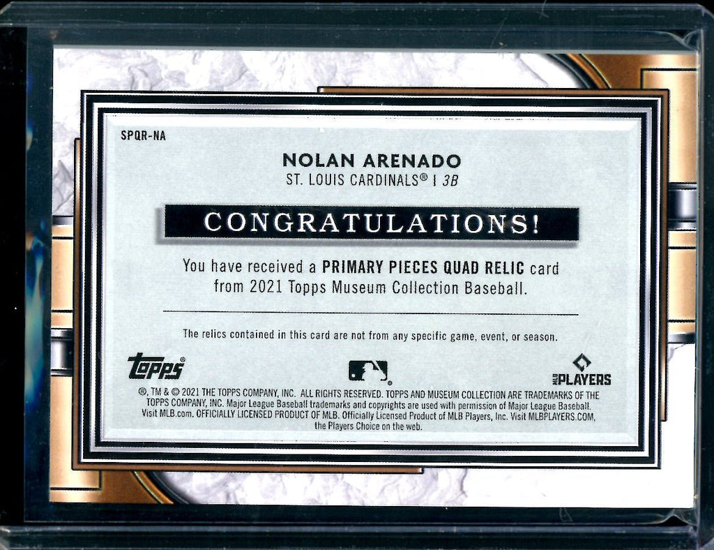 2021 Topps Museum Nolan Arenado Primary Pieces Patch Cardinals