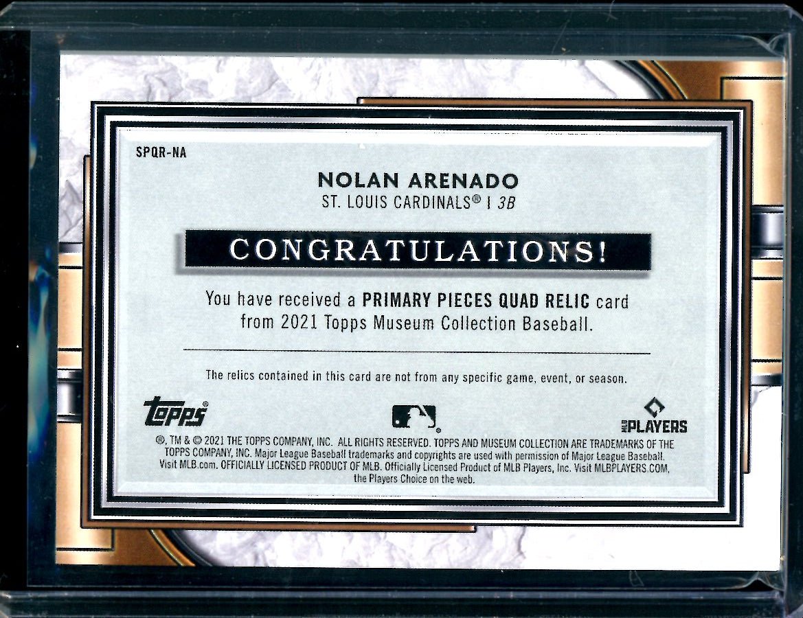 2021 Topps Museum Nolan Arenado Primary Pieces Patch Cardinals