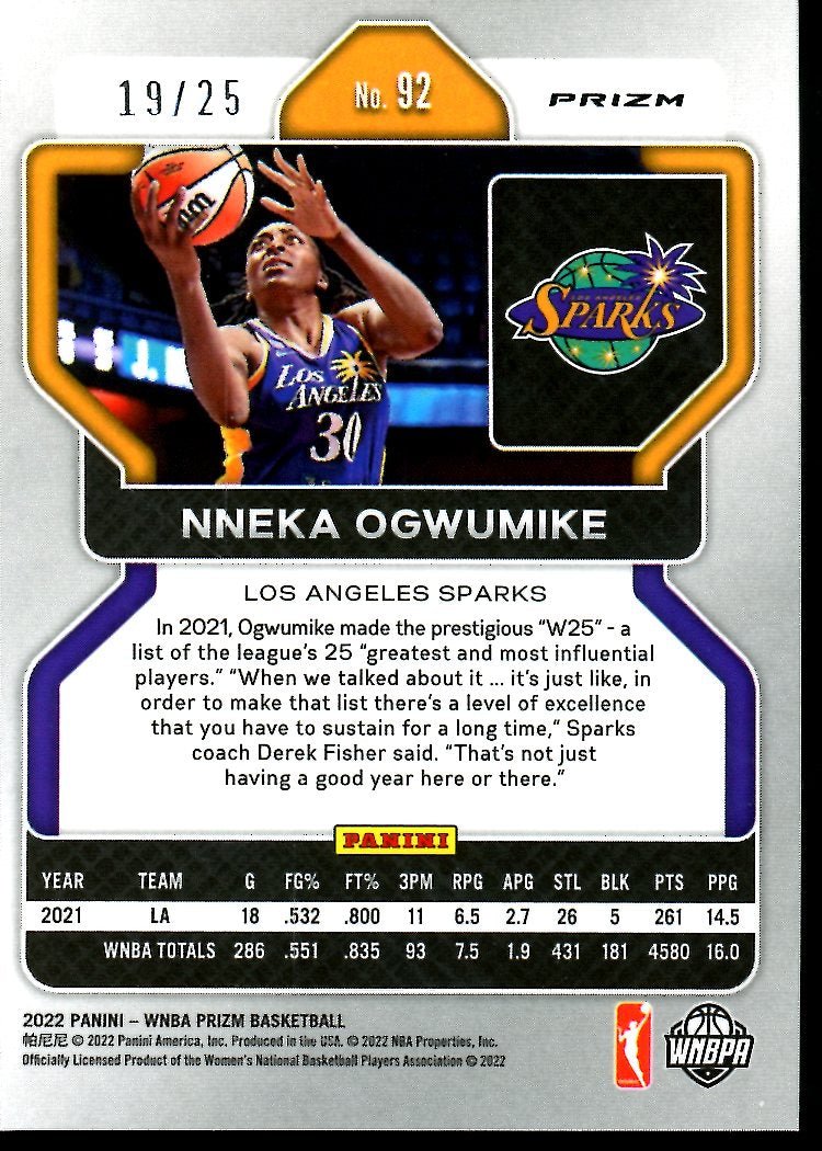 2022 Panini Prizm Nneka Ogwumike Mojo /25 Sparks