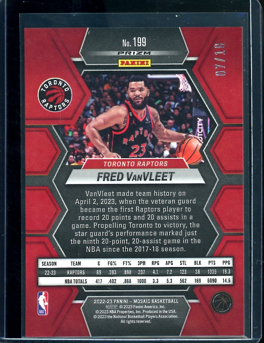 2022-23 Panini Mosaic Fred VanVleet Gold Disco /10 Raptors