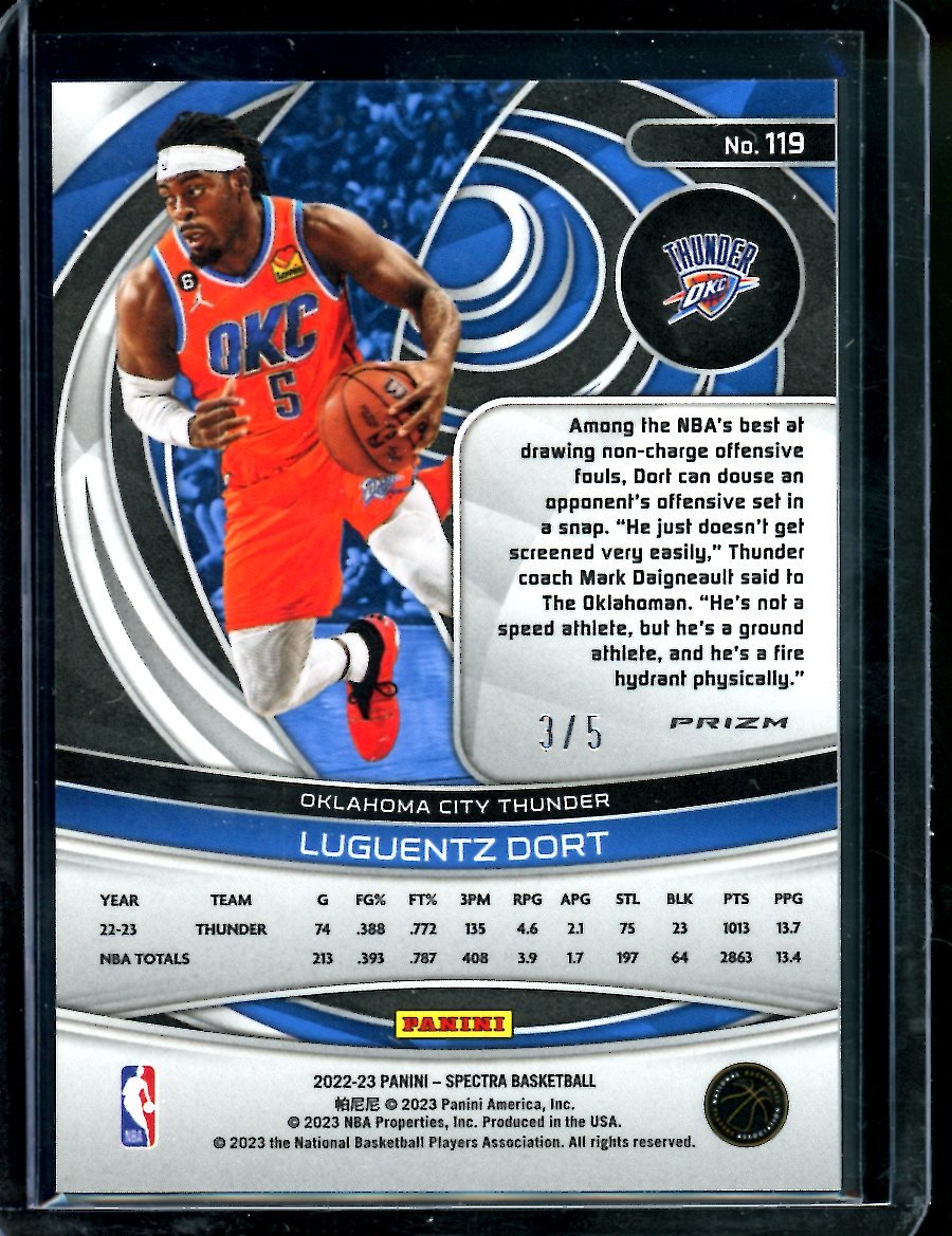 2022-23 Panini Spectra Luguentz Dort /5 Thunder