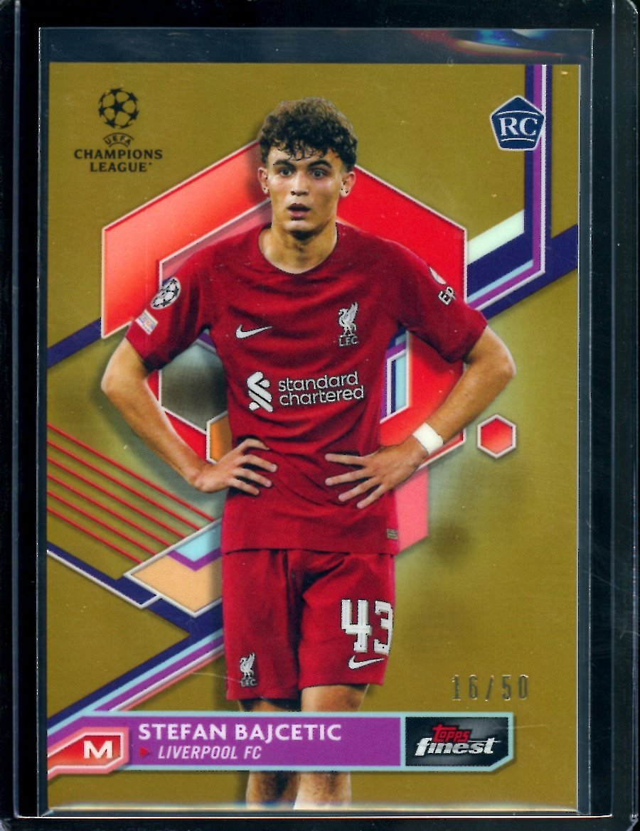 2023 Topps Finest Stefan Bajcetic Rookie Gold /50 Liverpool