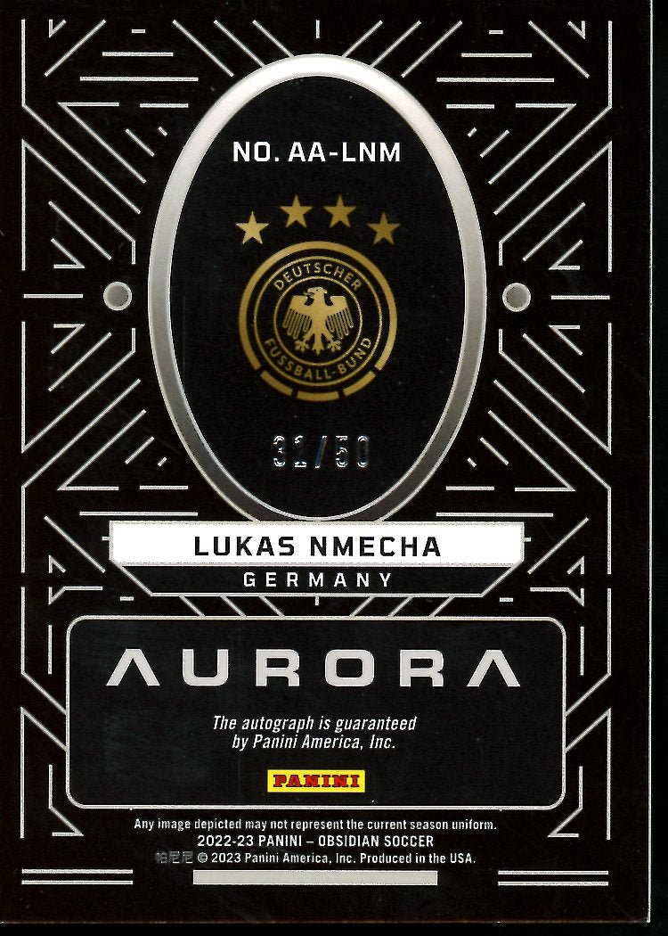 2022-23 Panini Obsidian Lukas Nmecha Aurora Auto /50 Germany