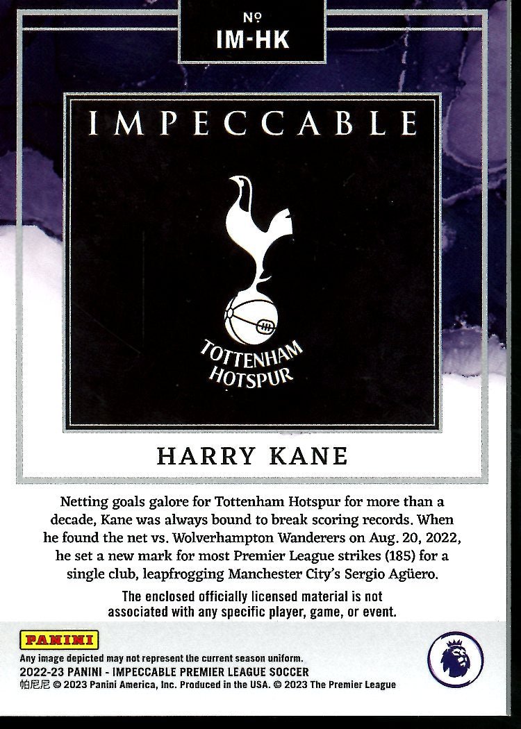 2022-23 Panini Impeccable Harry Kane Impeccable Materials Patch /25 Tottenham