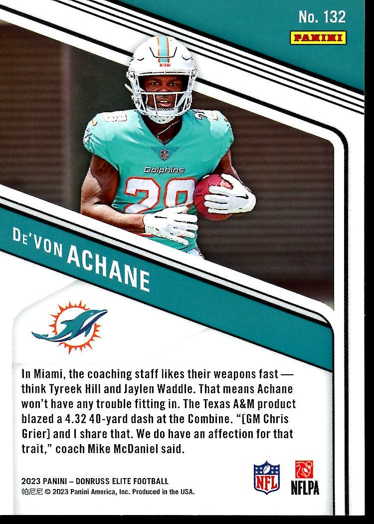 2023 Panini Elite De'von Achane Rookie /999 Dolphins