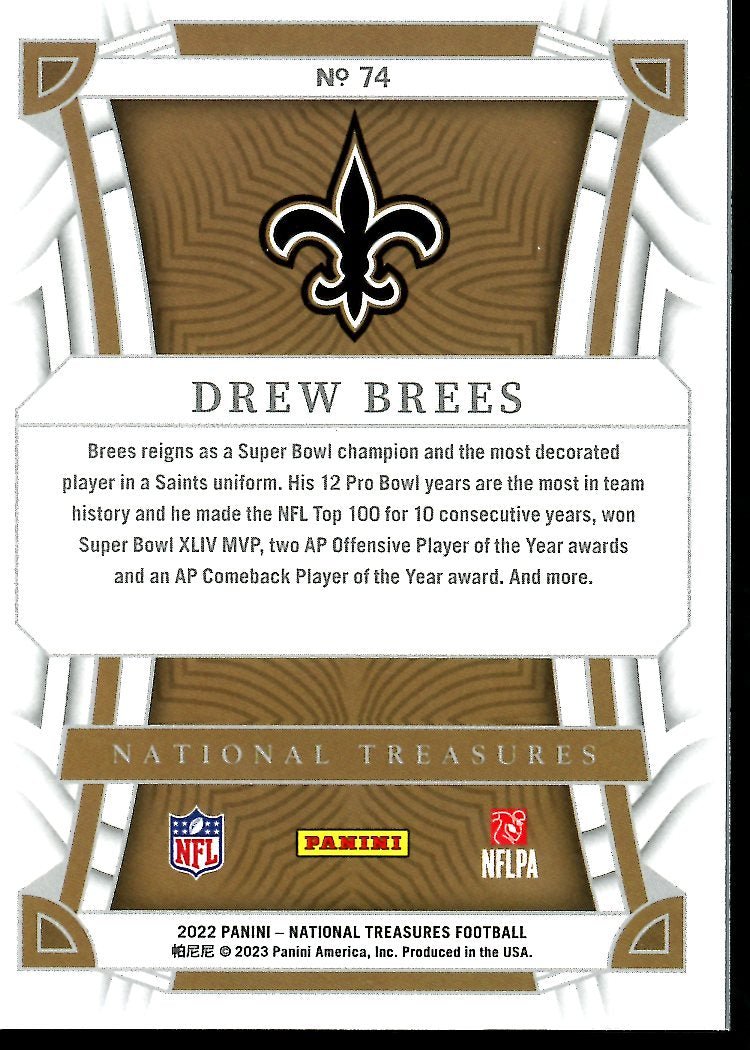 2022 Panini National Treasures Drew Brees /25 Saints