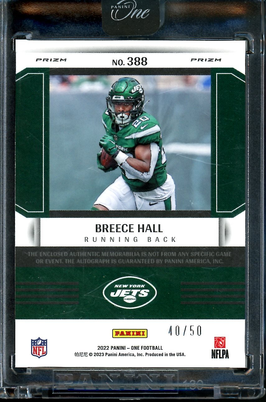 2022 Panini One Breece Hall Rookie Fractal RPA /50 Jets