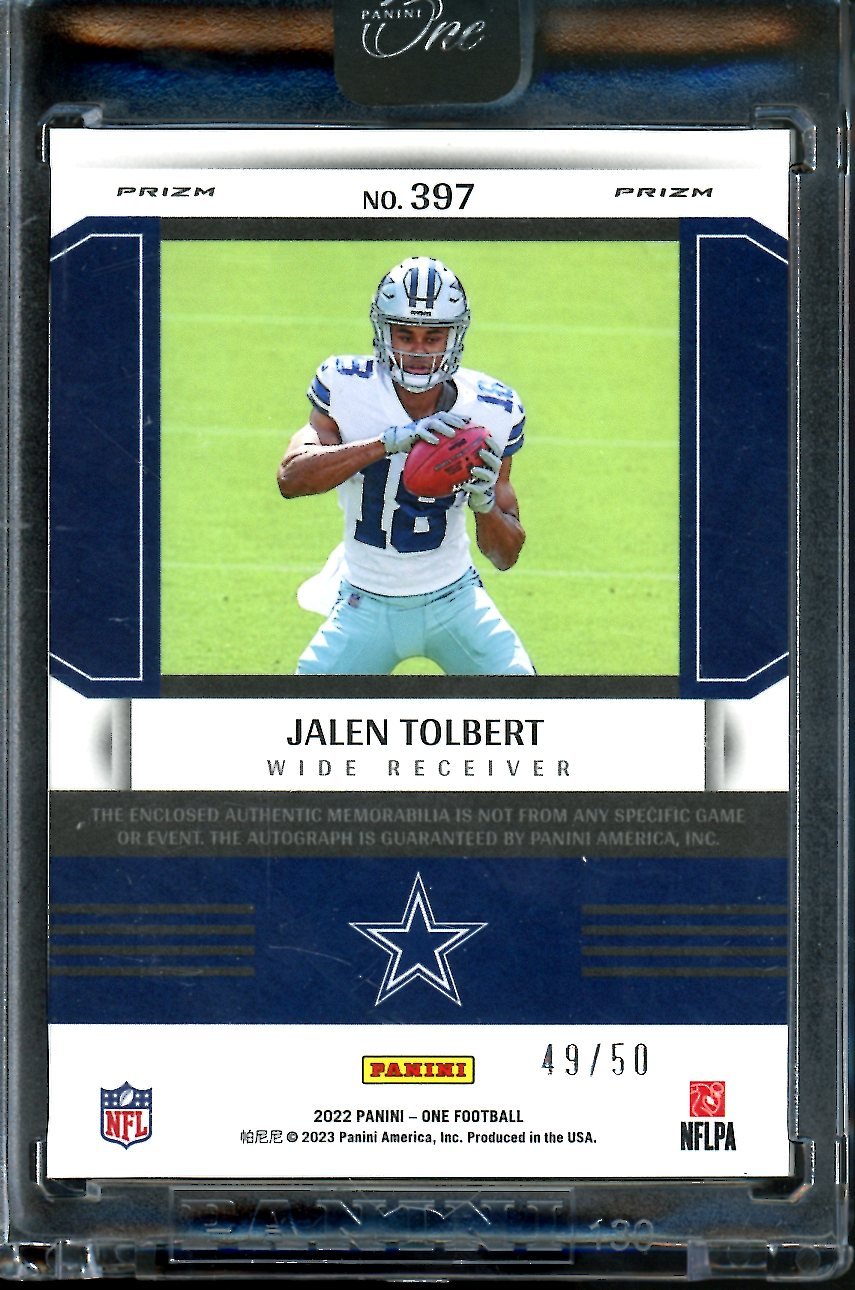2022 Panini One Jalen Tolbert Rookie RPA /50 Cowboys
