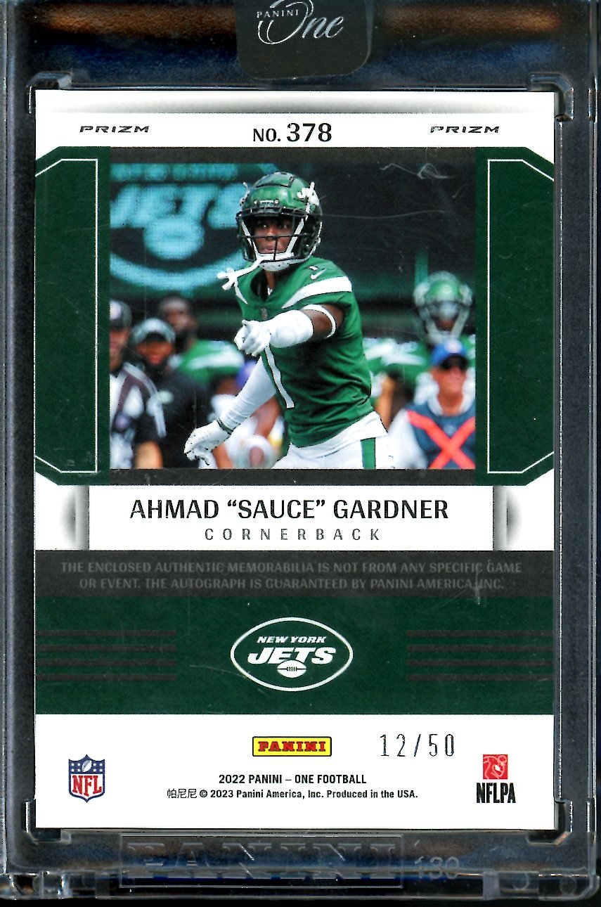 2022 Panini One Sauce Gardner Rookie RPA /50 Jets