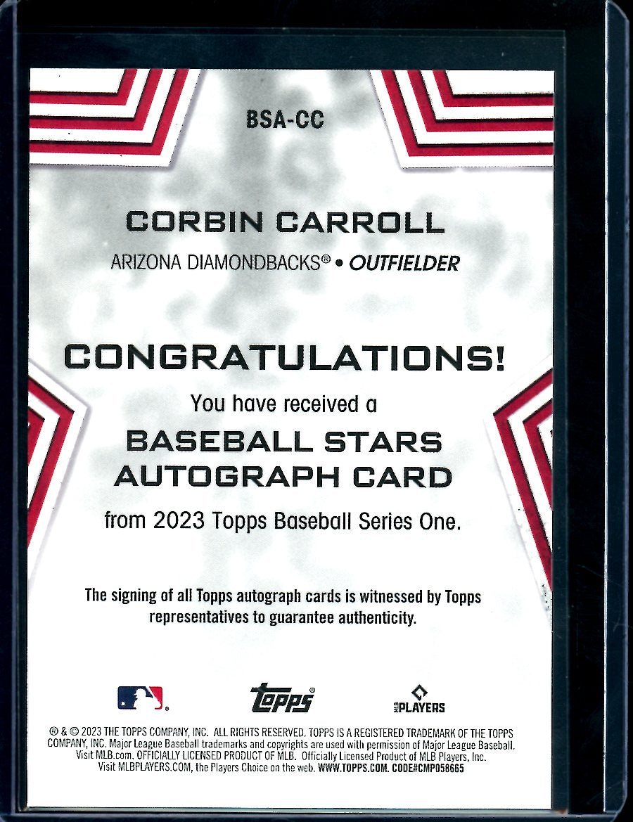 2023 Topps Series One Corbin Carroll Rookie Auto Diamondbacks