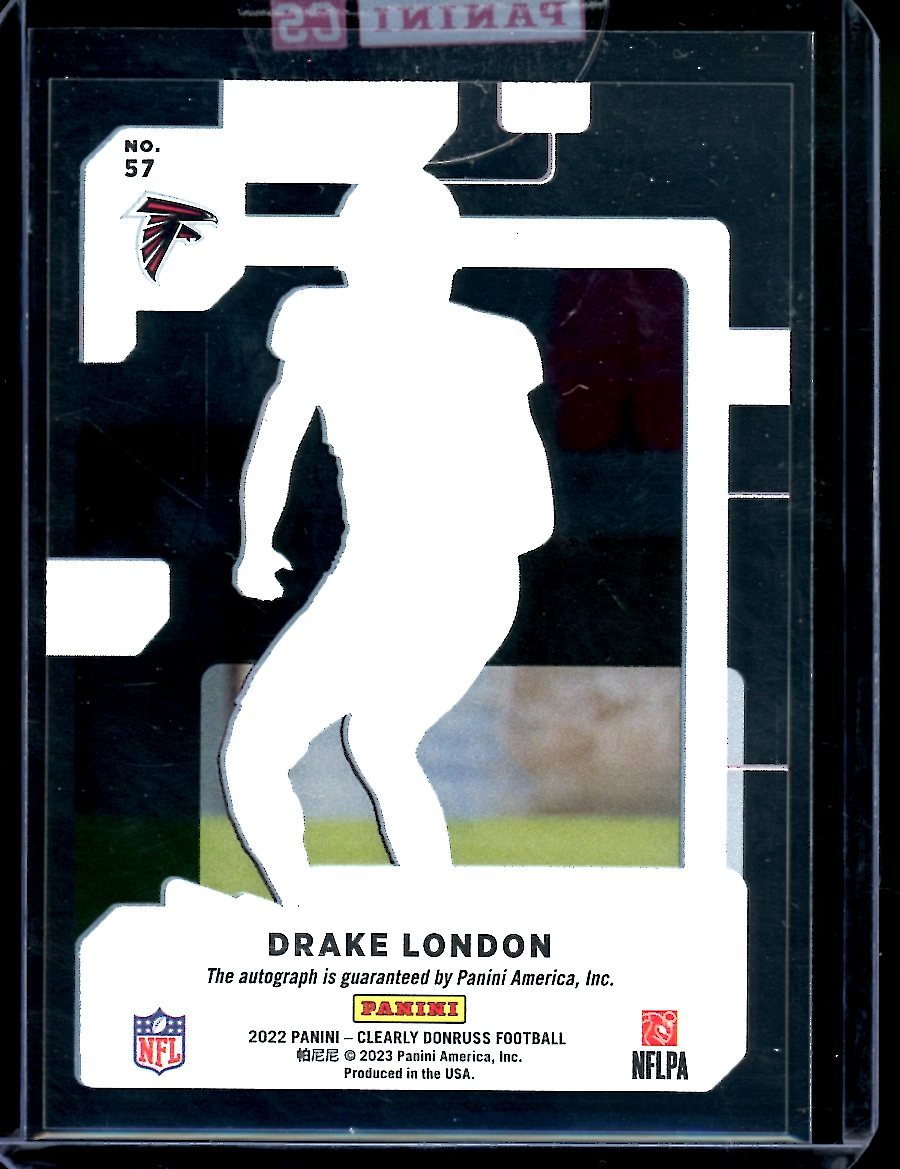 2022 Panini Donruss Clearly Drake London Rookie Auto Falcons