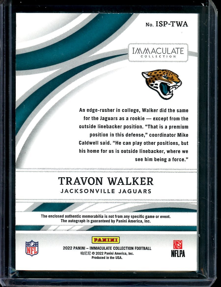 2022 Panini Immaculate Travon Walker Rookie RPA Green /18 Jaguars