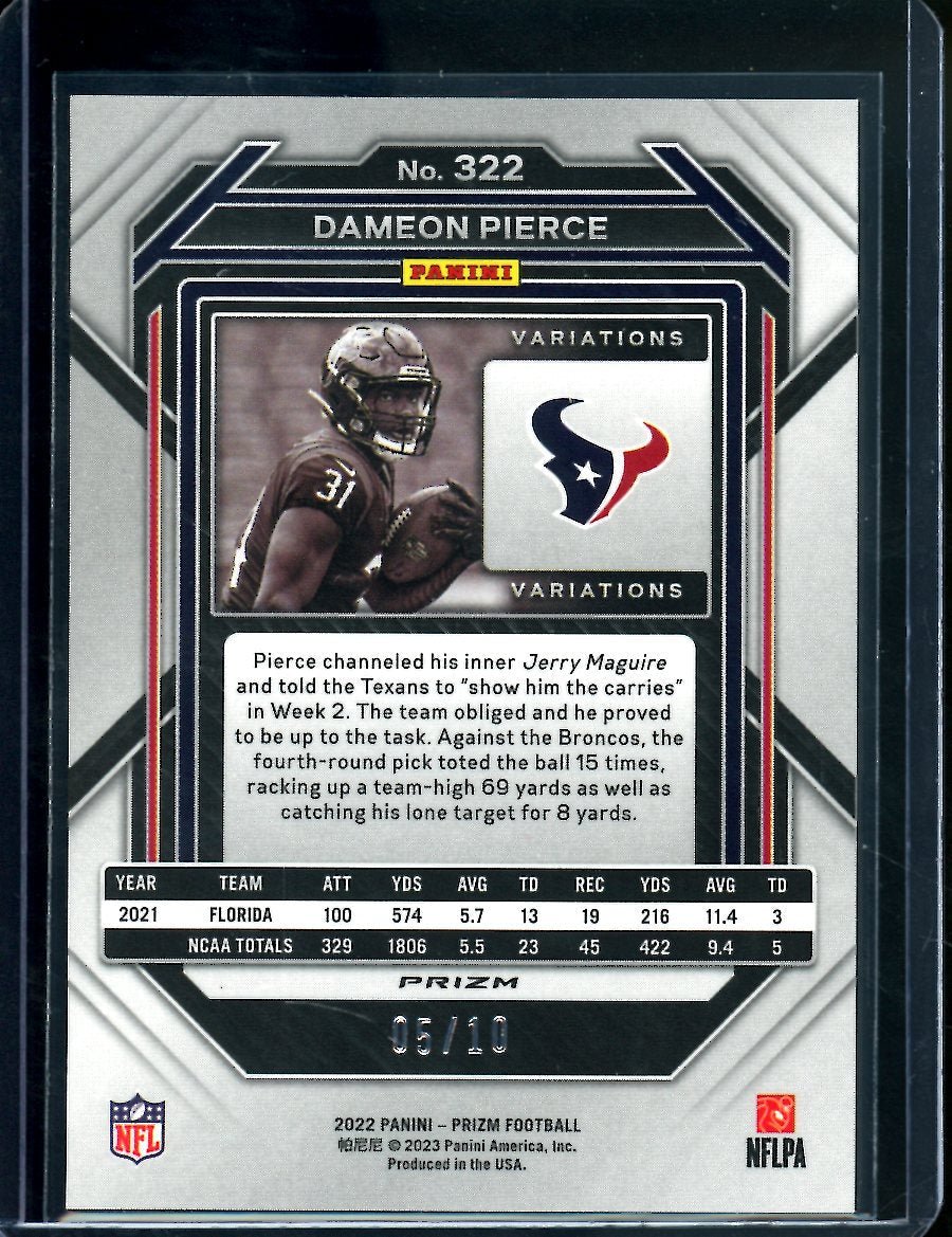 2022 Panini Prizm Dameon Pierce Rookie Gold Negative /10 Texans