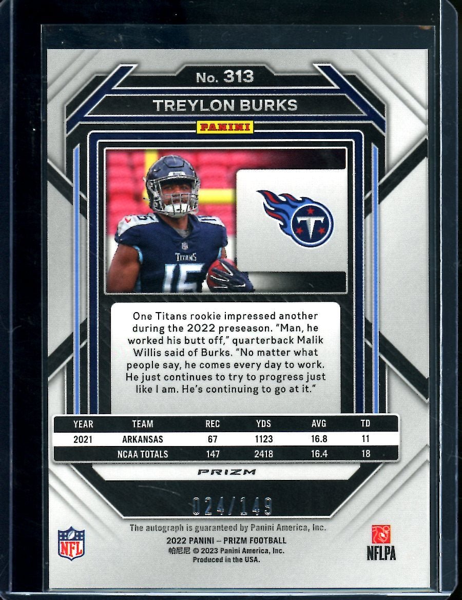 2022 Panini Prizm Treylon Burks Rookie Auto Red Wave /149 Titans