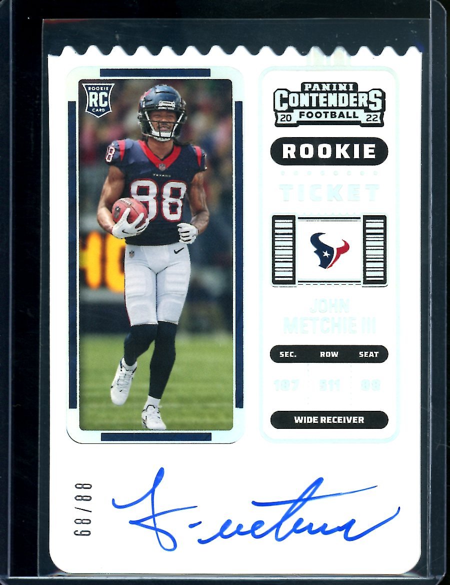 2022 Panini Contenders John Metchie III Rookie Ticket Stub Auto /88 Texans
