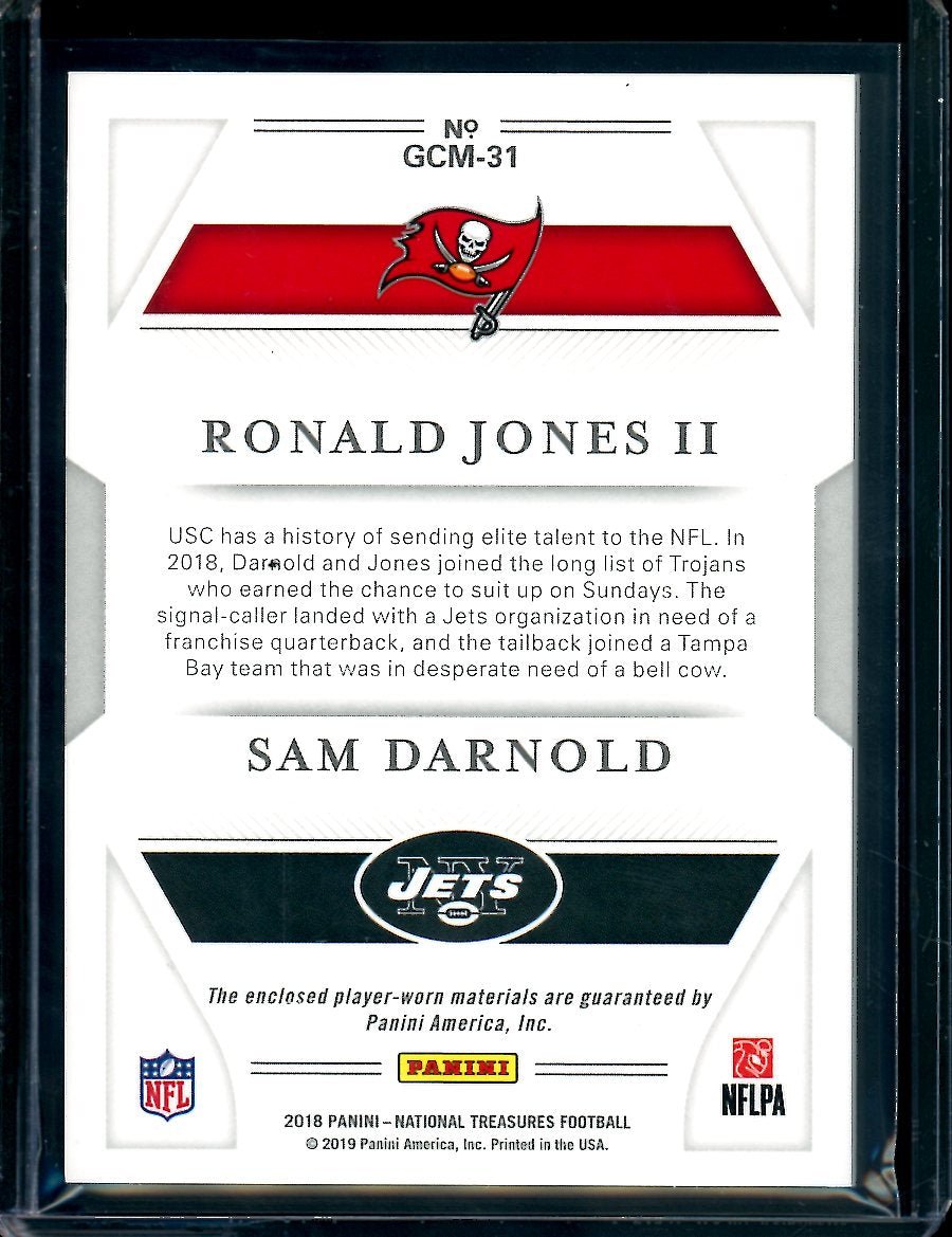 2018 Panini National Treasures Sam Darnold/Ronald Jones II Dual Rookie Patch 1/1