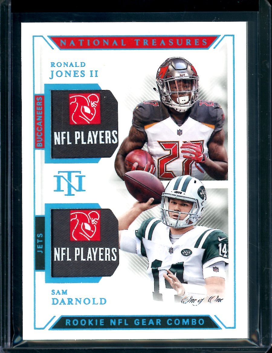 2018 Panini National Treasures Sam Darnold/Ronald Jones II Dual Rookie Patch 1/1