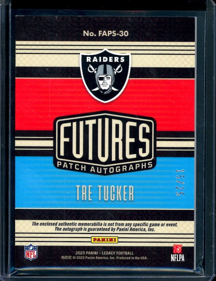 2023 Panini Legacy Tre Tucker Rookie RPA Blue /25 Raiders
