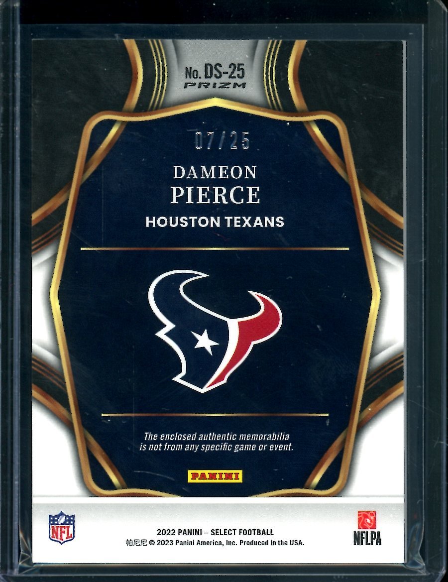 2022 Panini Select Dameon Pierce Rookie Draft Selections Tie-Dye Patch /25 Texans